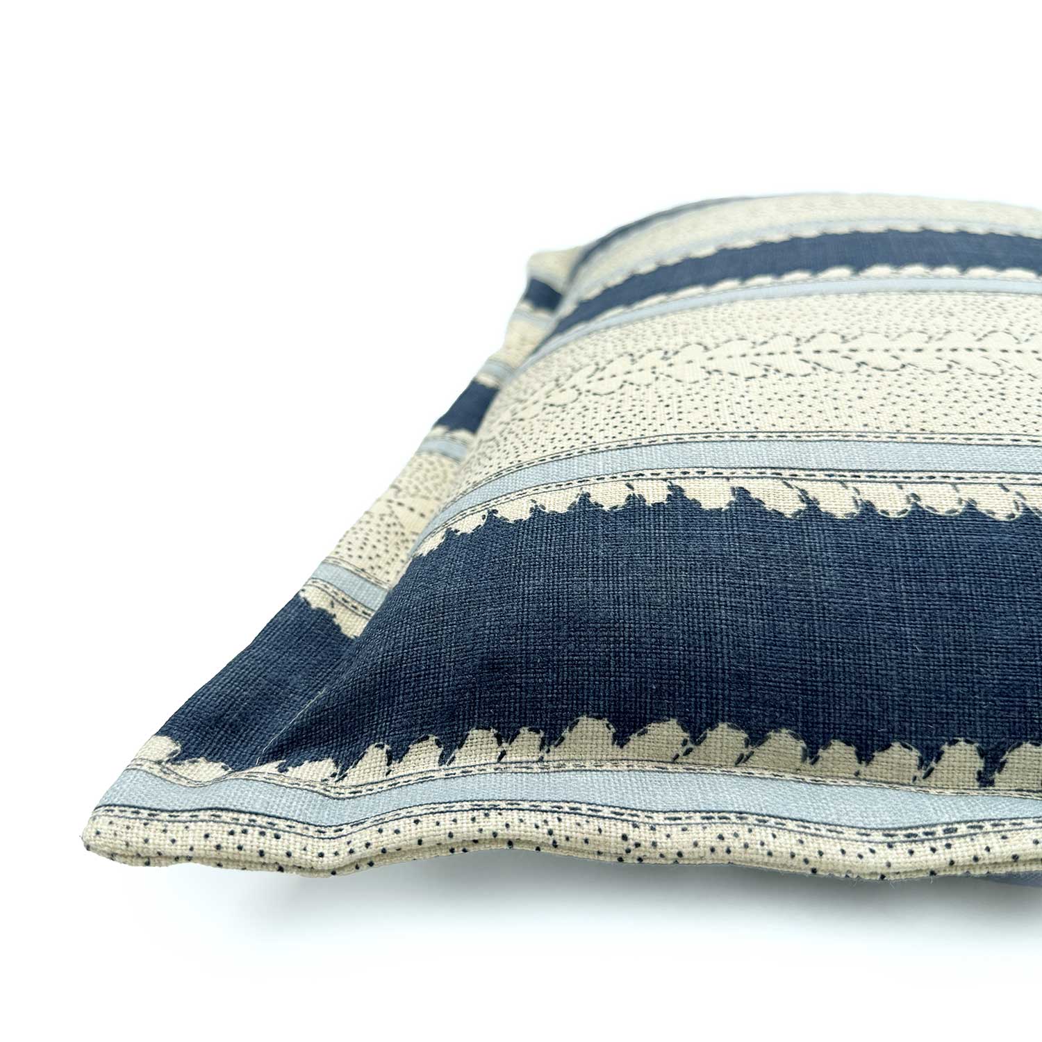 Dimity Indigo | Dark & Soft Blue Striped Cushion | Linwood