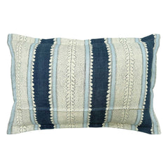 Dimity Indigo | Dark & Soft Blue Striped Cushion | Linwood