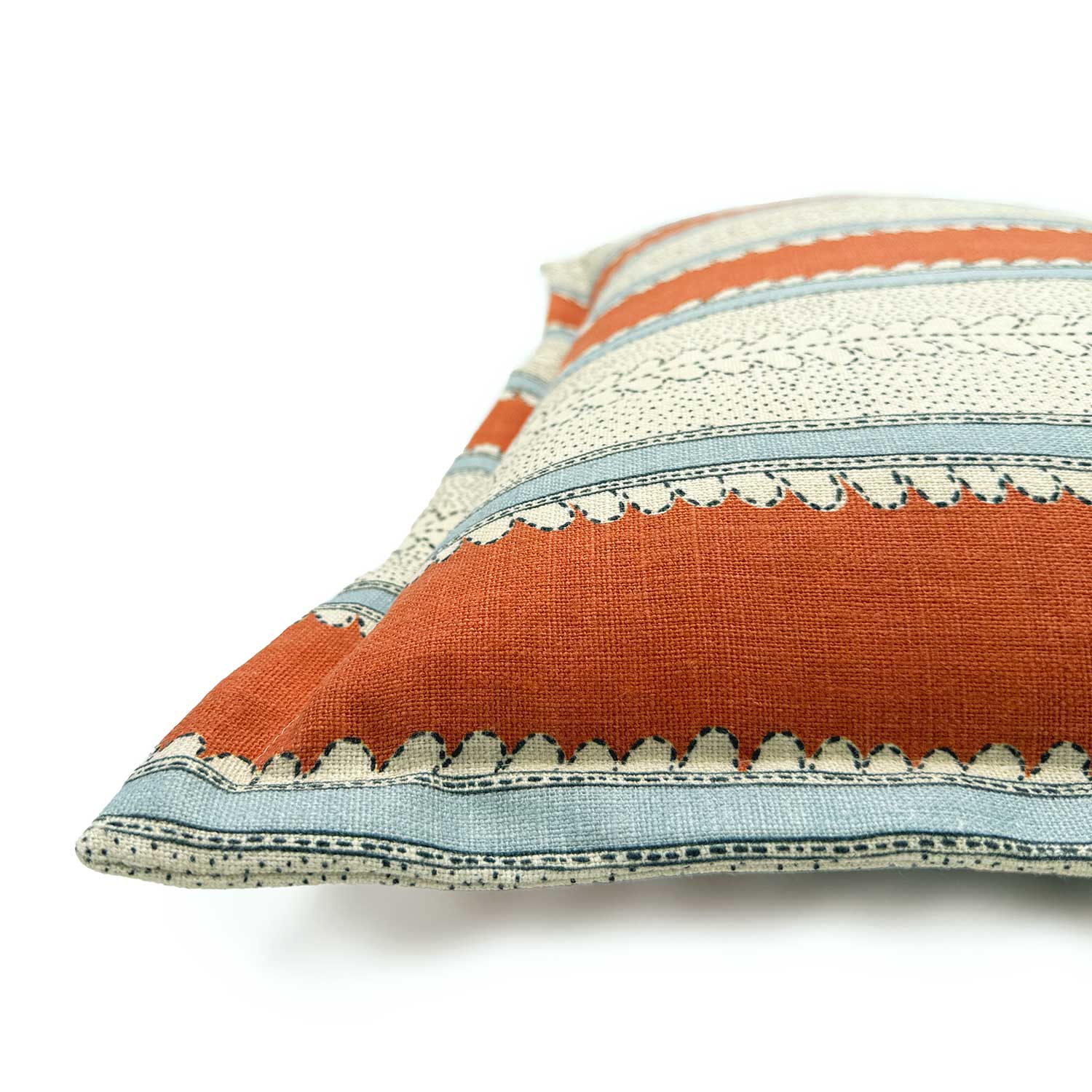 Dimity Rust | Orange & Blue Cushion | Linwood