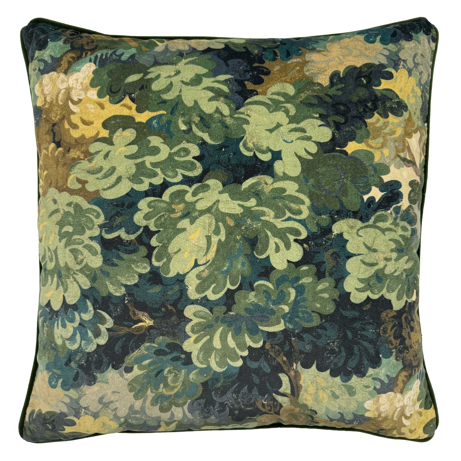 English Oak Green Velvet Cushion | Linwood