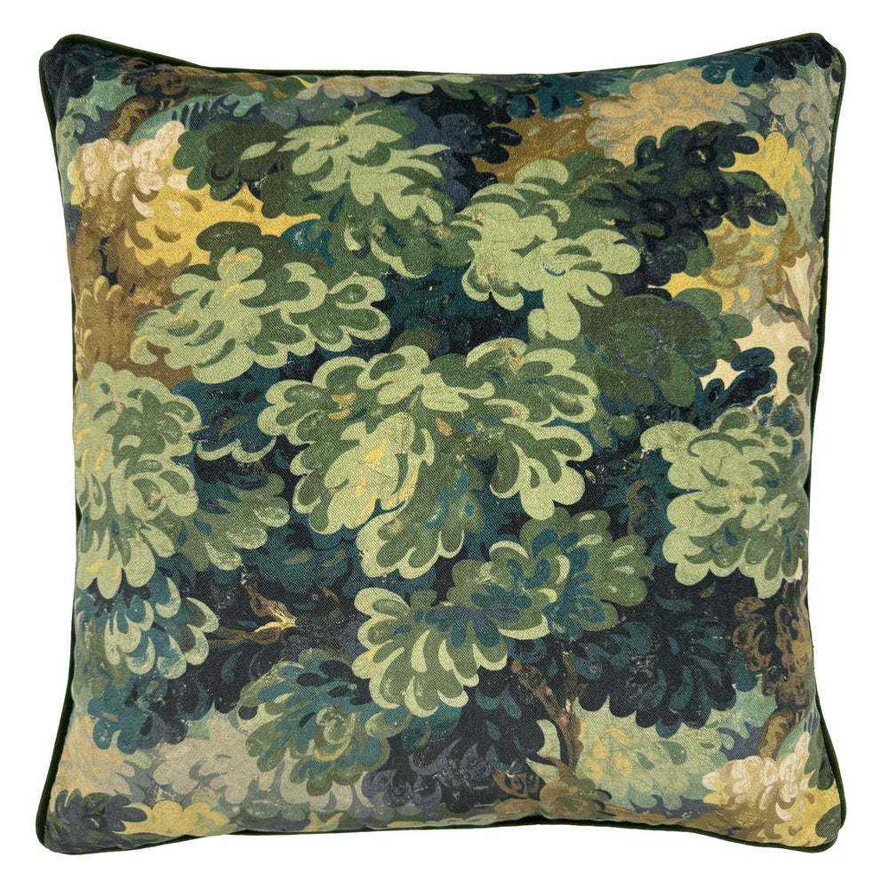 English Oak Green Velvet Cushion | Linwood