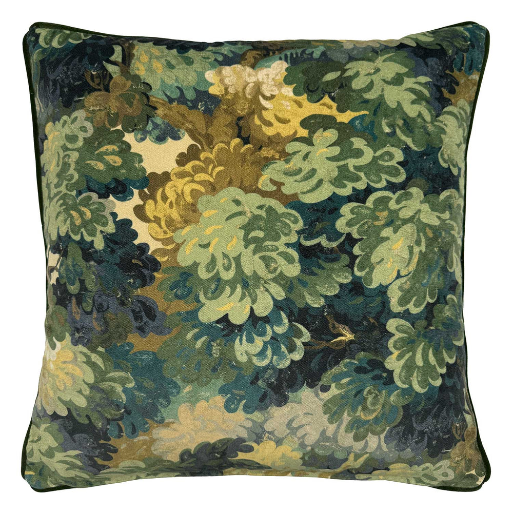 English Oak Green Velvet Cushion | Linwood