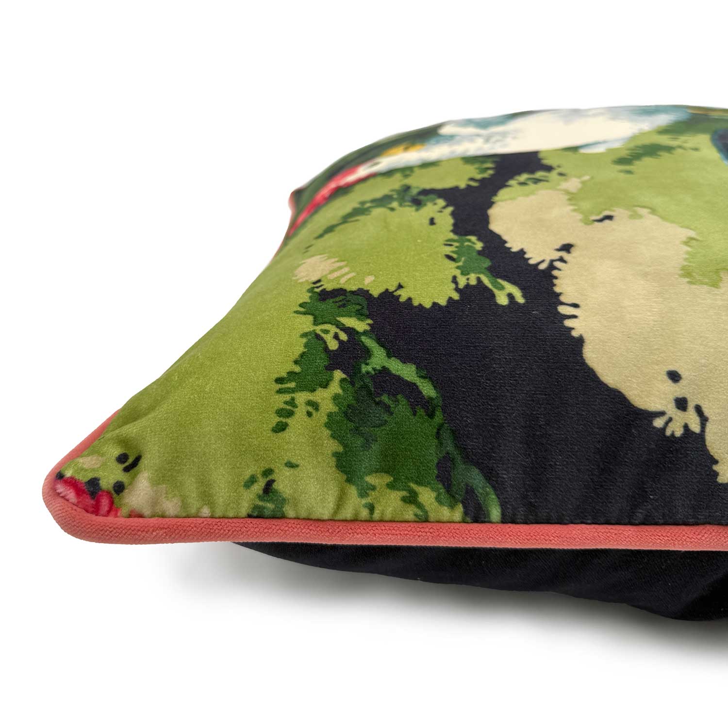Jungle Jive | Pink & Navy Velvet Cushion | Linwood