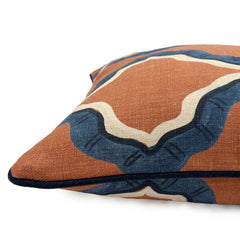 Ruffled Citadel Linen Cushion | Terracotta & Navy  | Linwood