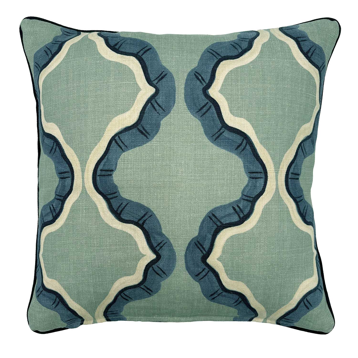 Ruffled Tahiti Linen Cushion | Blue | Linwood
