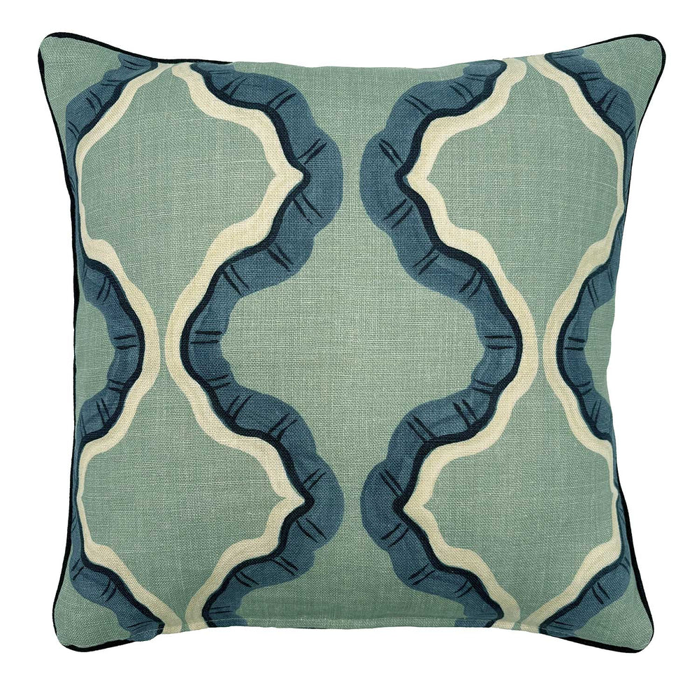 Ruffled Tahiti Linen Cushion | Blue | Linwood