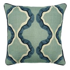 Ruffled Tahiti Linen Cushion | Blue | Linwood