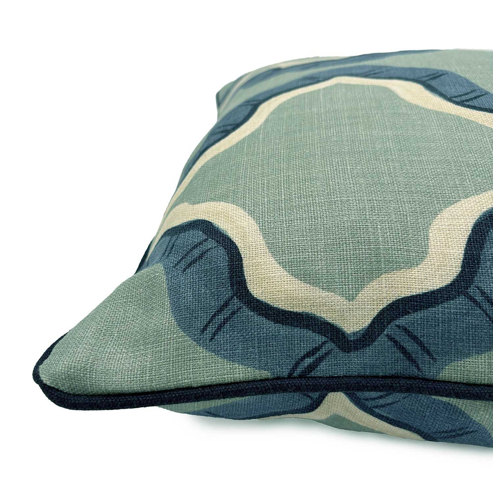 Ruffled Tahiti Linen Cushion | Blue | Linwood