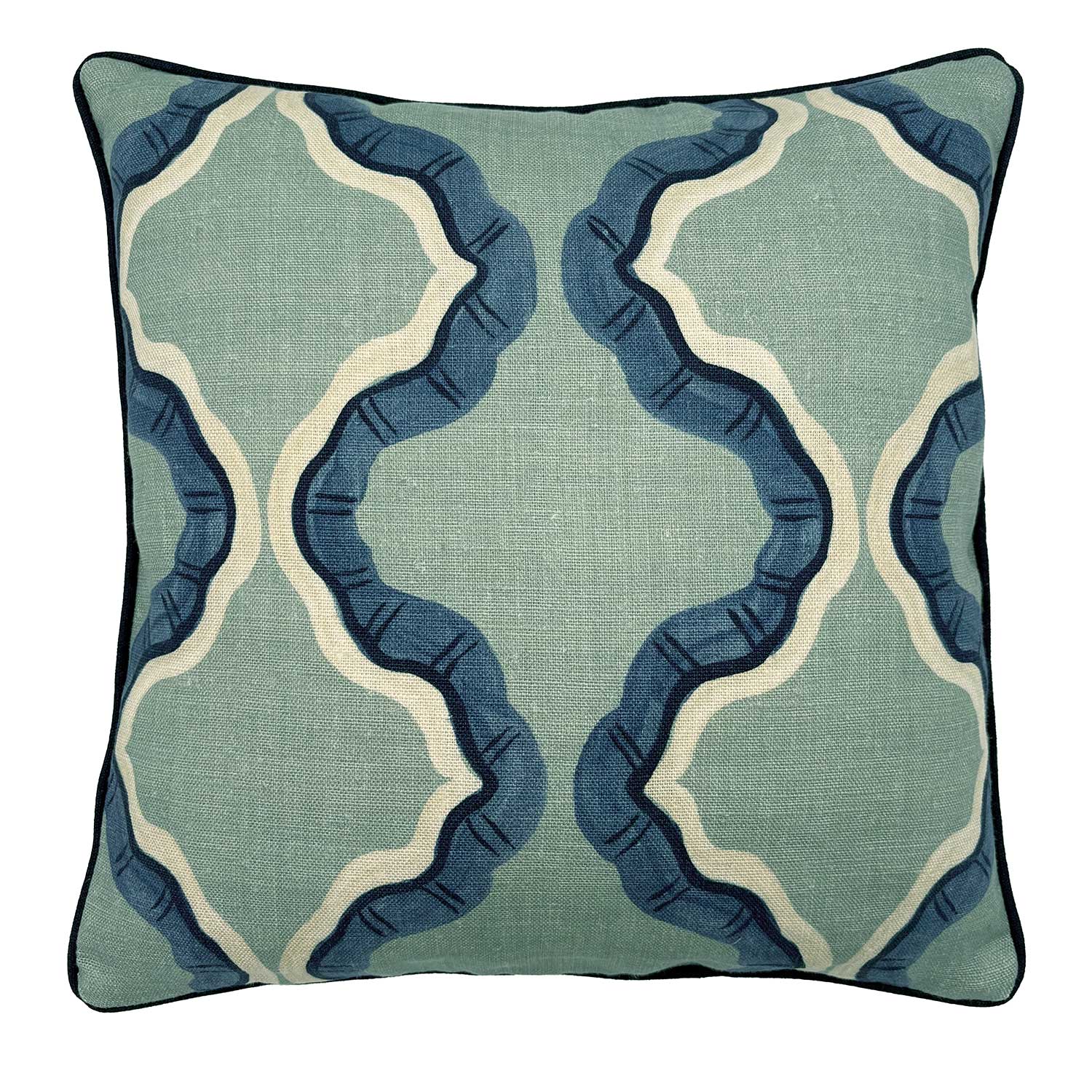 Ruffled Tahiti Linen Cushion | Blue | Linwood