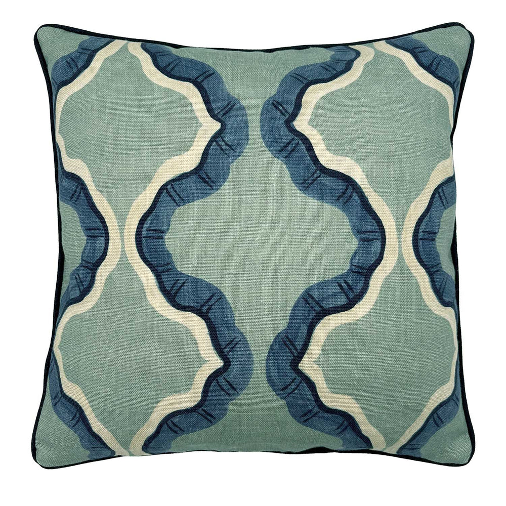 Ruffled Tahiti Linen Cushion | Blue | Linwood