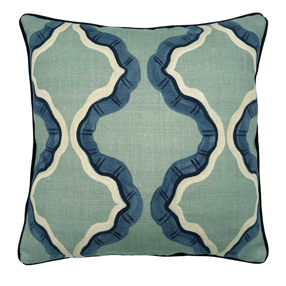 Ruffled Tahiti Linen Cushion | Blue | Linwood