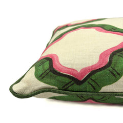 Ruffled Tahiti Linen Cushion | Pink & Green | Linwood