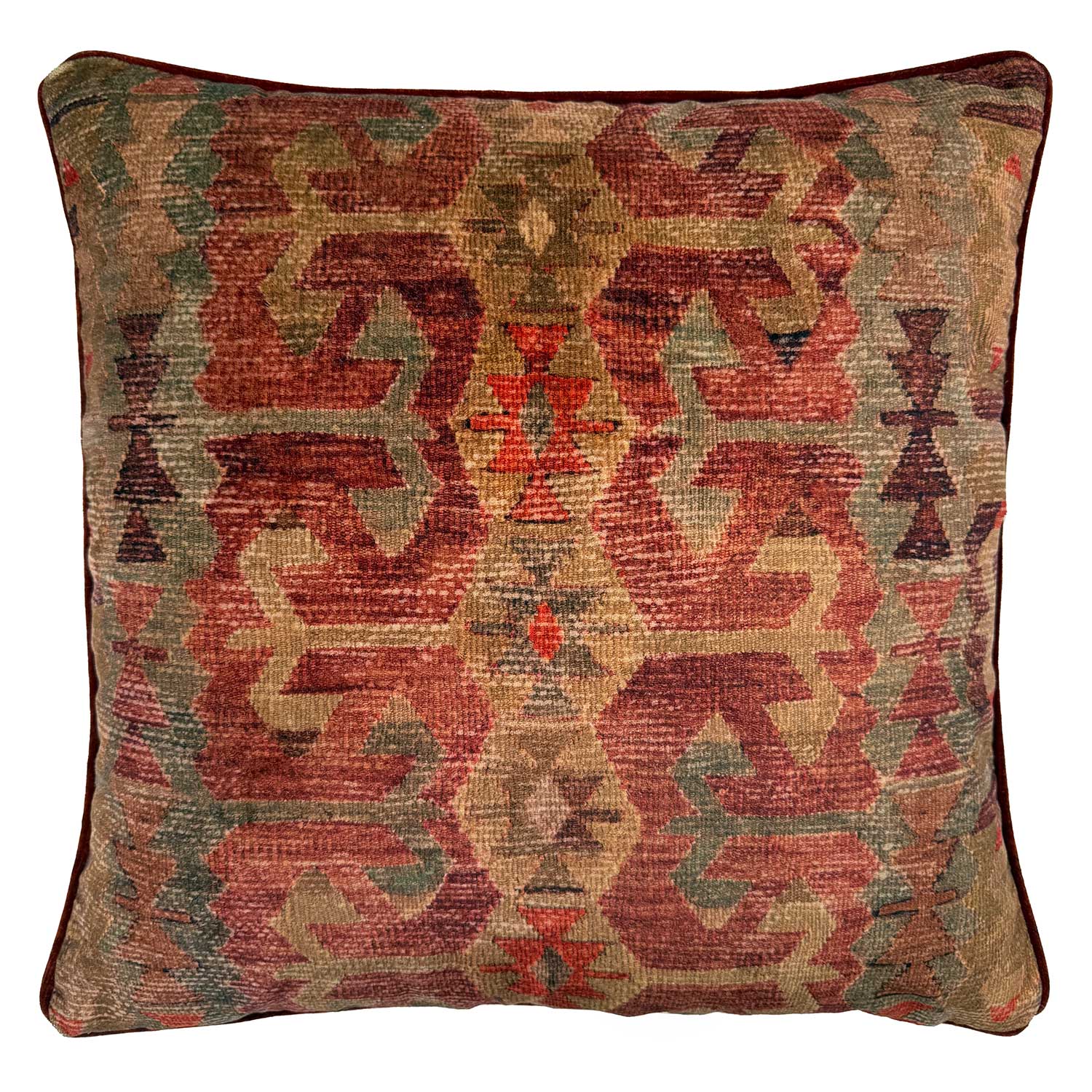 Samimi Earth Velvet Cushion | Red & Natural | Linwood 