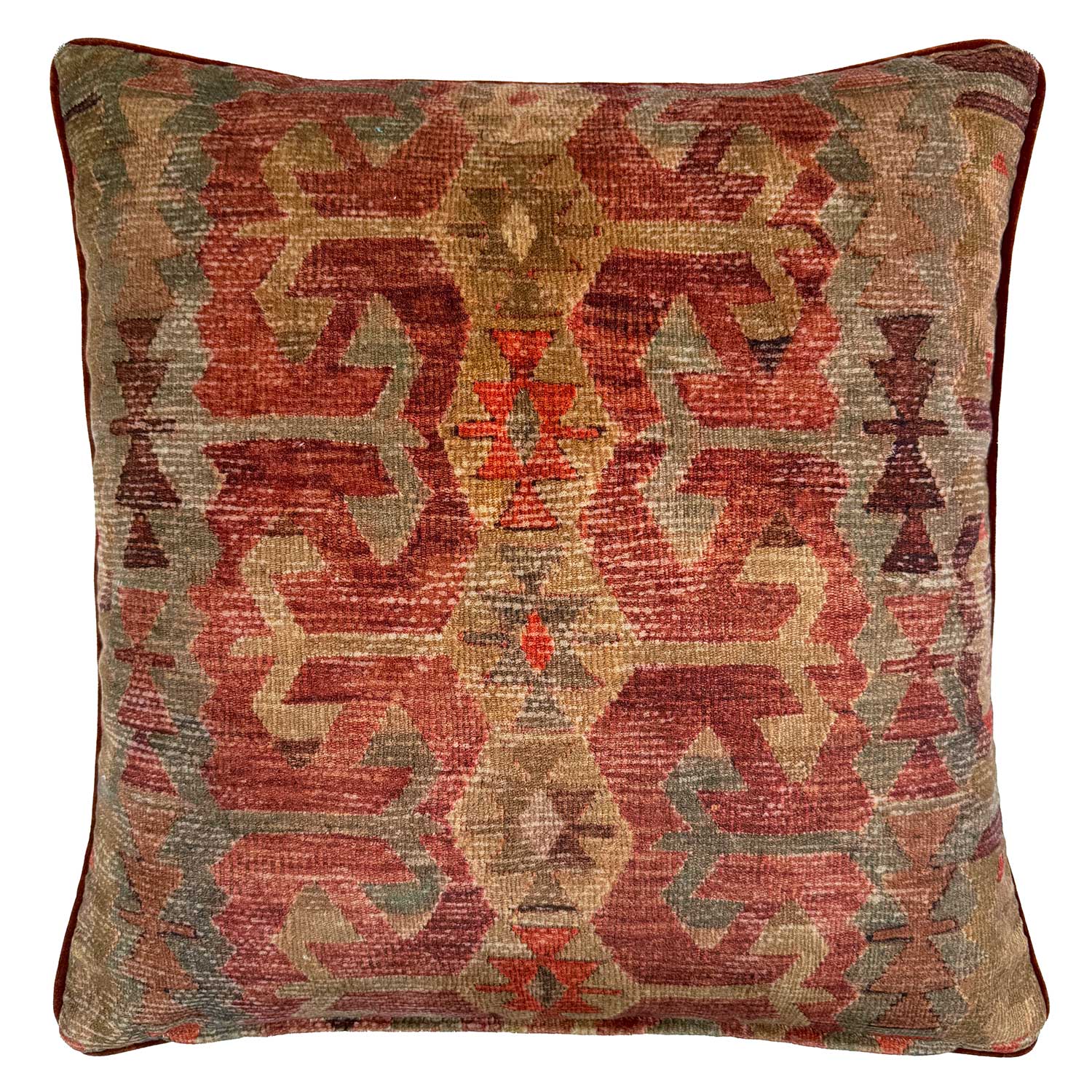 Samimi Earth Velvet Cushion | Red & Natural | Linwood 