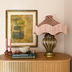 Daisy Check Velvet Lampshade | Dusty Pink | Tinker & Tallulah