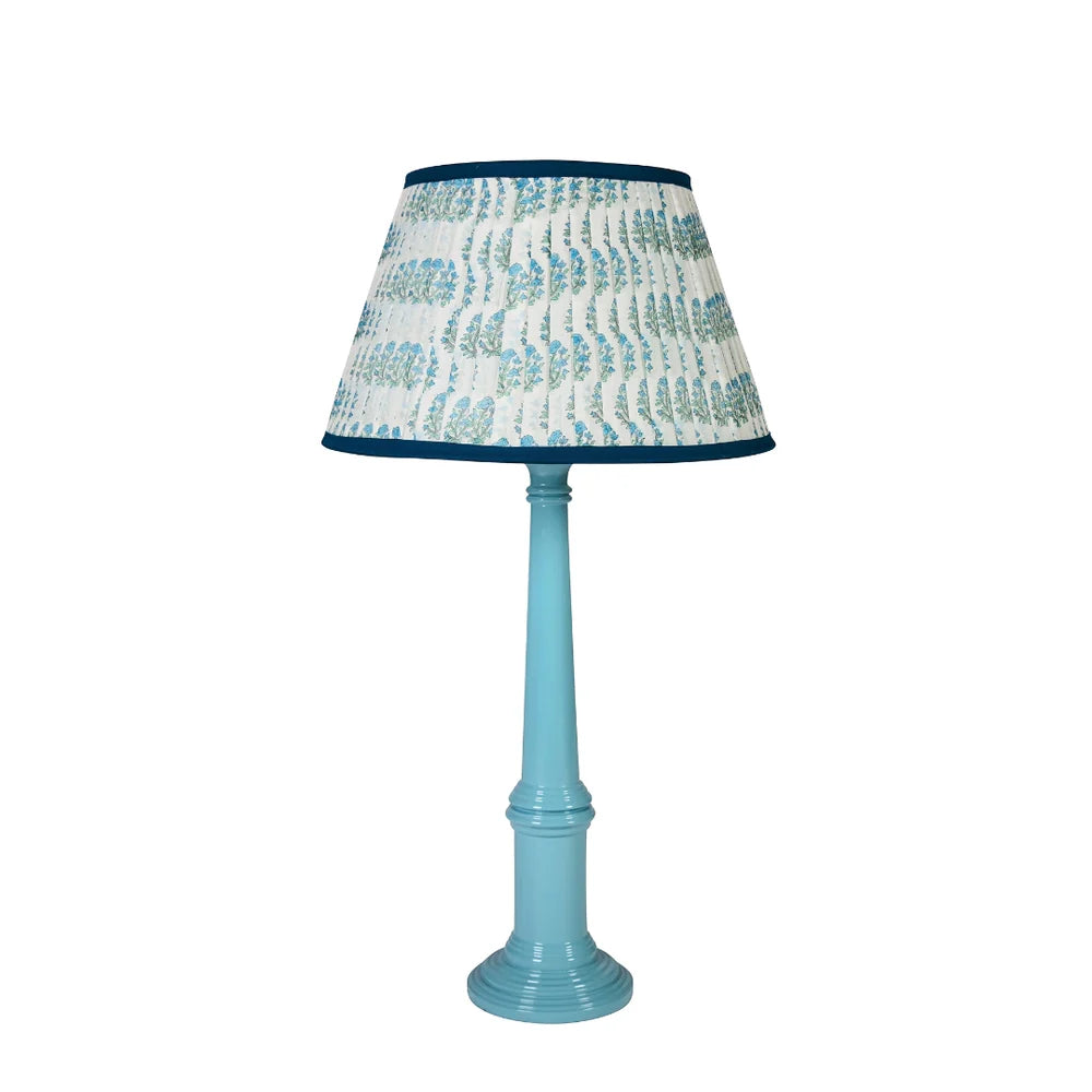 Blue Floral "Forget Me Not' Gathered Empire Lampshade| Kelling Home