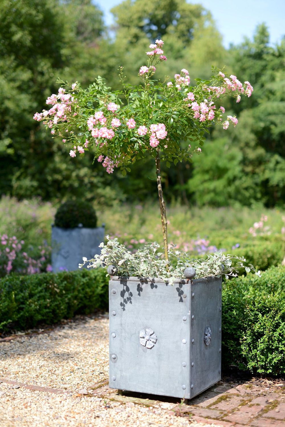 Traditional Georgian Style Handcrafted Galvanised Steel Planters with Tudor Rose Decor