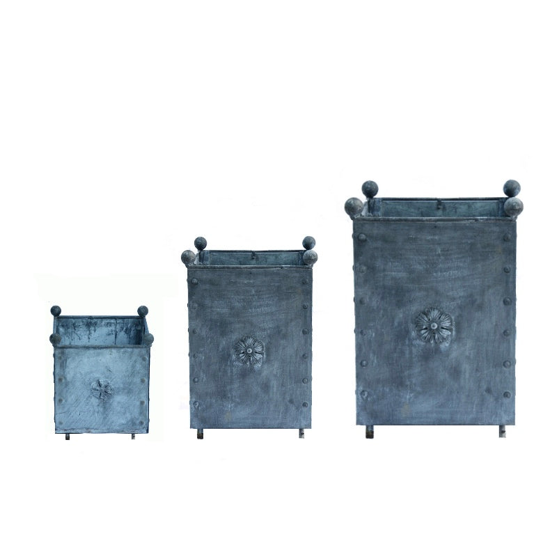 Traditional Georgian Style Handcrafted Galvanised Steel Planters with Tudor Rose Decor