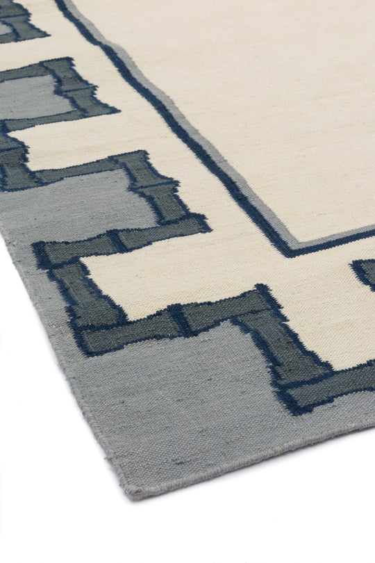 Greek Key Design Handwoven Rug | Cream & Navy | Jennifer Manners x Salvesen Graham 