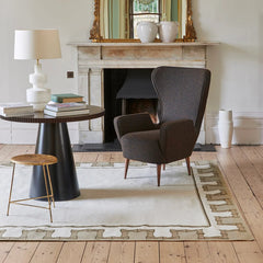 Greek Key Design Handwoven Rug- Cream & Moss
