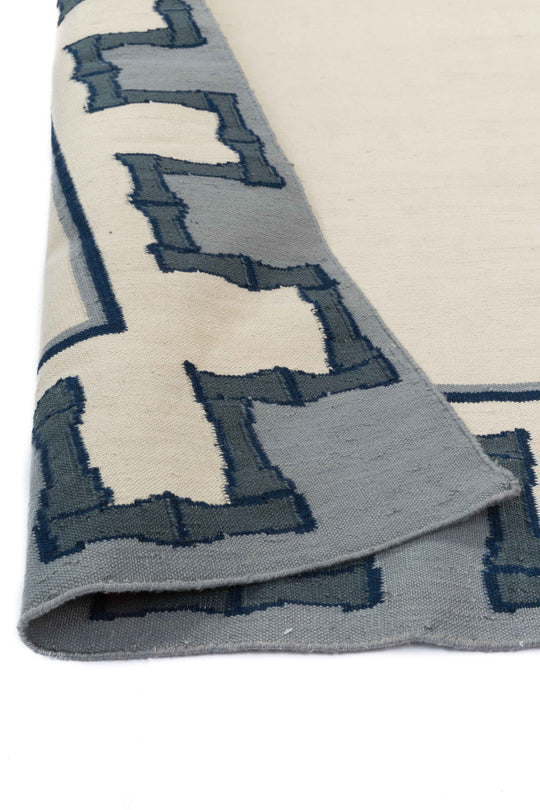Greek Key Design Handwoven Rug | Cream & Navy | Jennifer Manners x Salvesen Graham 