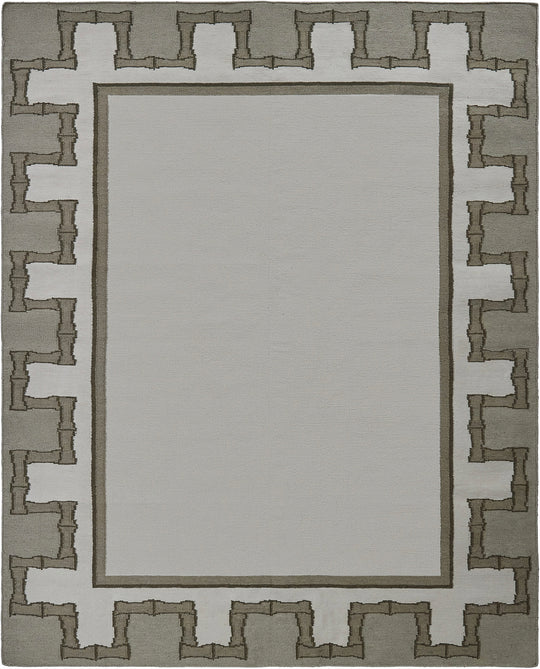 Greek Key Design Handwoven Rug | Cream & Moss | Jennifer Manners x Salvesen Graham 