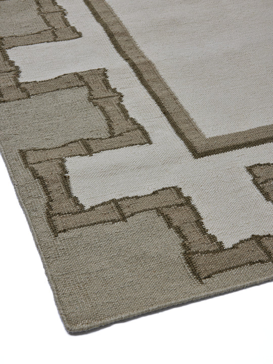 Greek Key Design Handwoven Rug | Cream & Moss | Jennifer Manners x Salvesen Graham 