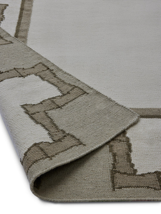 Greek Key Design Handwoven Rug | Cream & Moss | Jennifer Manners x Salvesen Graham 