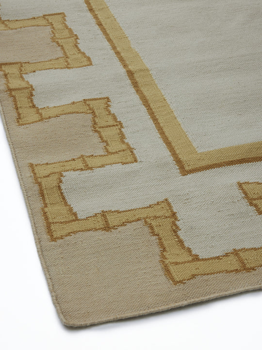 Greek Key Design Handwoven Rug | Cream & Mustard Yellow | Jennifer Manners x Salvesen Graham 