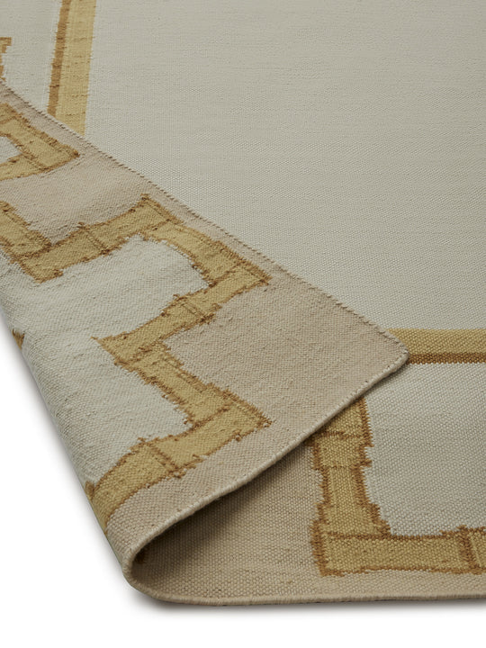 Greek Key Design Handwoven Rug | Cream & Mustard Yellow | Jennifer Manners x Salvesen Graham 