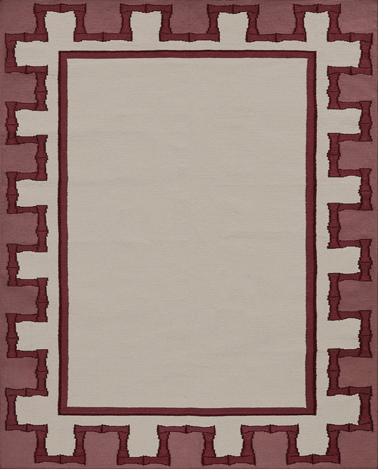 Greek Key Design Handwoven Rug | Cream & Raspberry | Jennifer Manners x Salvesen Graham 