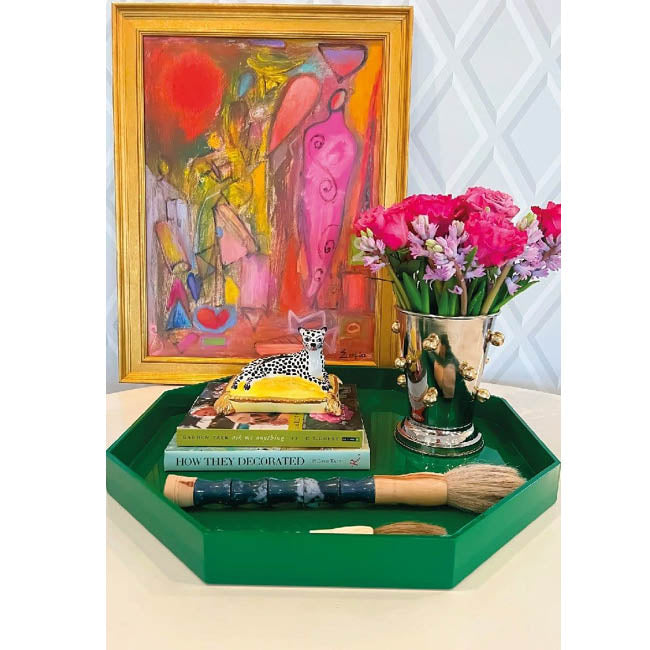 Large Octagon Lacquered Tray | Green | Casa JJ