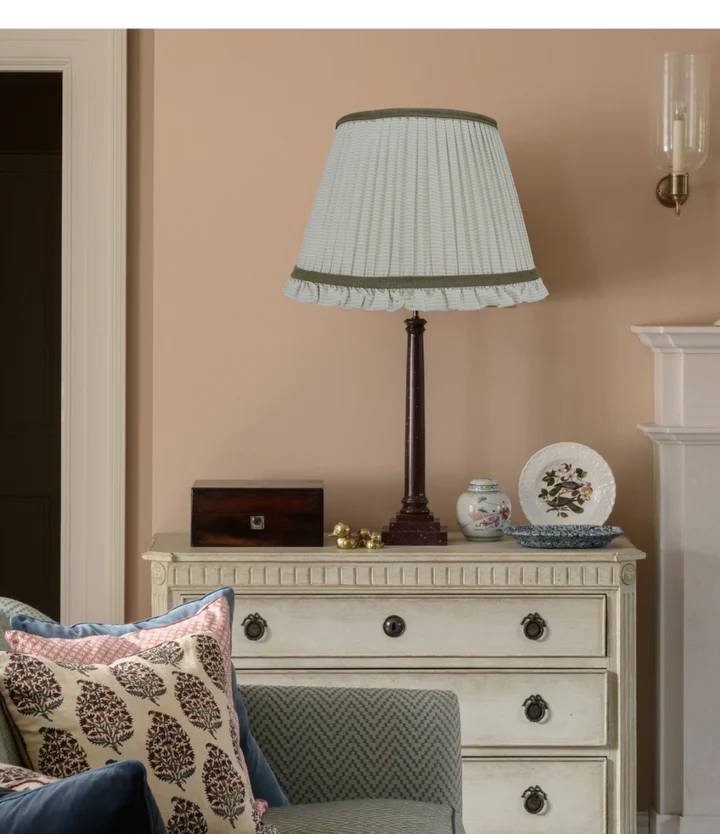 Green Striped Empire Lampshade with Frill | Rosana Lonsdale