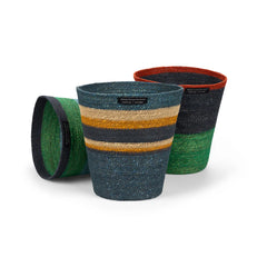 Seagrass Waste Paper Basket in Midnight & Beryl Green