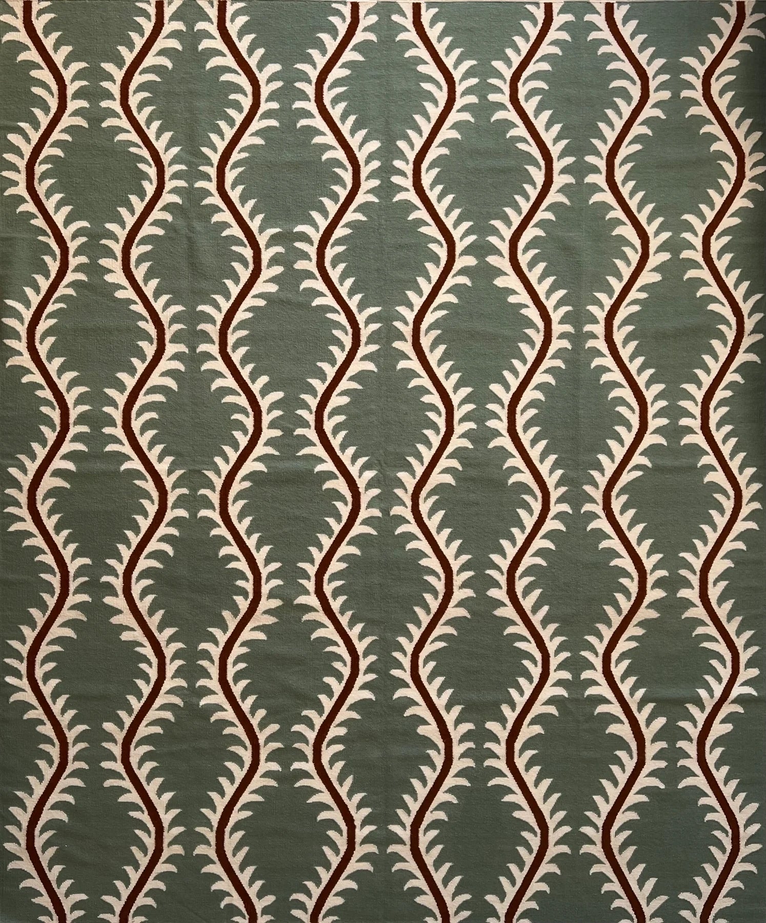 Linwood Helter Skelter Flatweave Wool Green Rug | Amy Kent