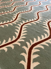 Linwood Helter Skelter Flatweave Wool Green Rug | Amy Kent