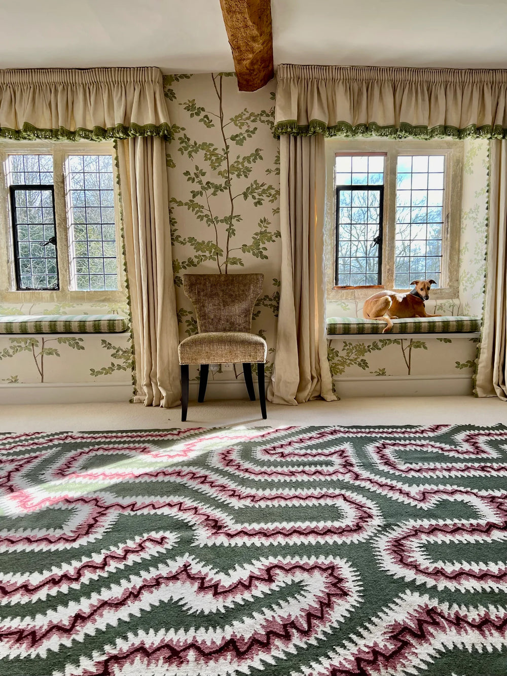 Moorish Green Flatwoven Wool Rug  by Rapture & Wright | Amy Kent