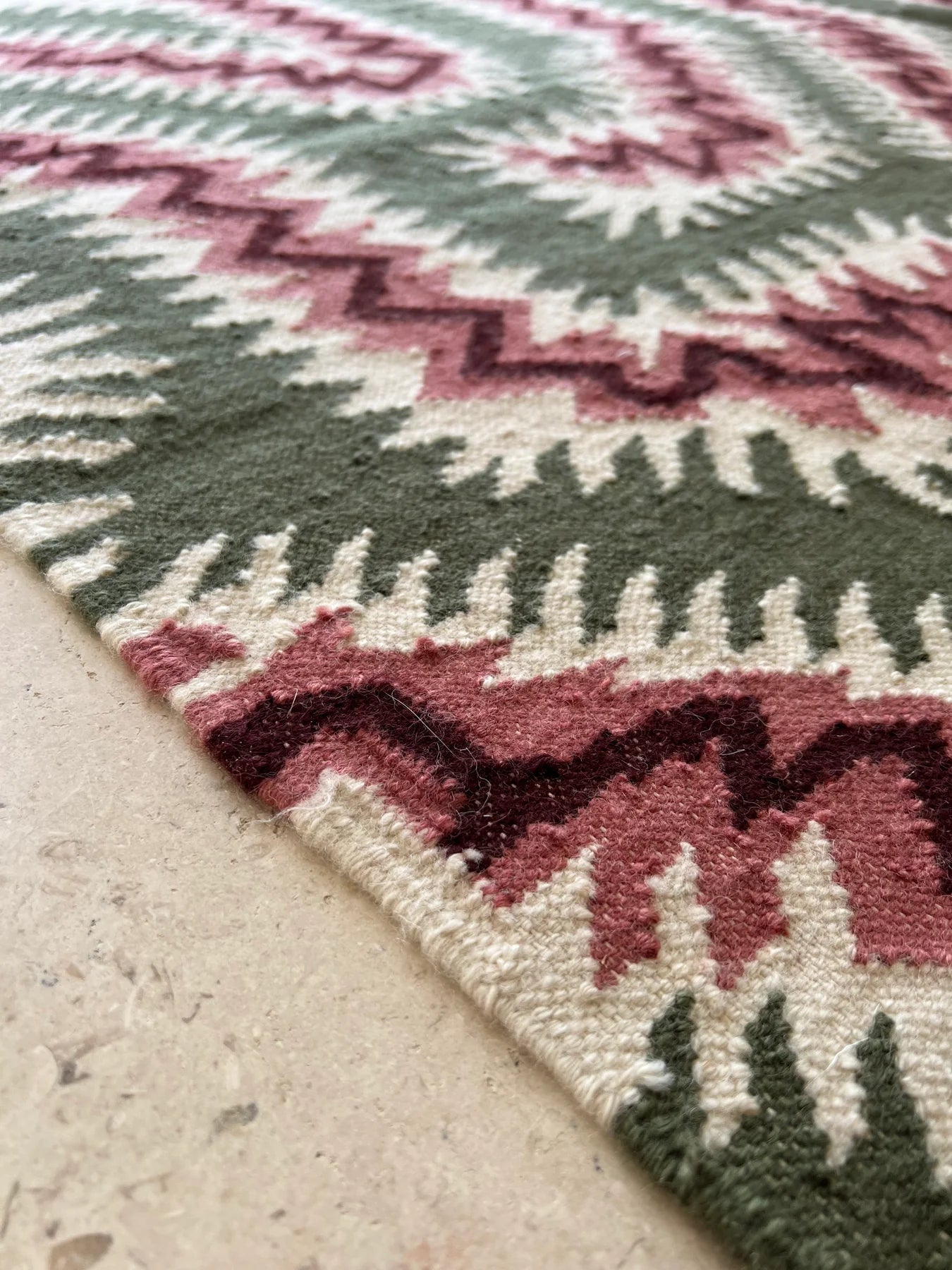 Moorish Green Flatwoven Wool Rug  by Rapture & Wright | Amy Kent