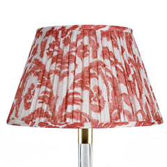Marlborough Red Gathered Linen Lampshade | Fermoie