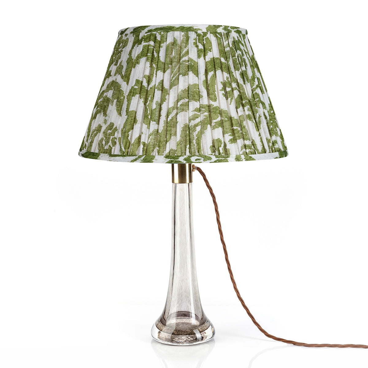 Marlborough Green Gathered Linen Lampshade | Fermoie