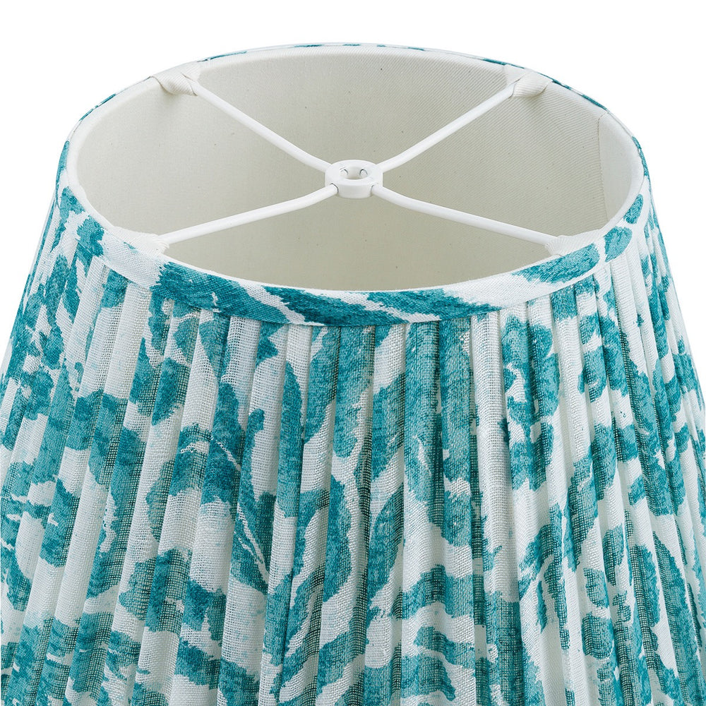 Marlborough Teal Gathered Linen Lampshade | Fermoie
