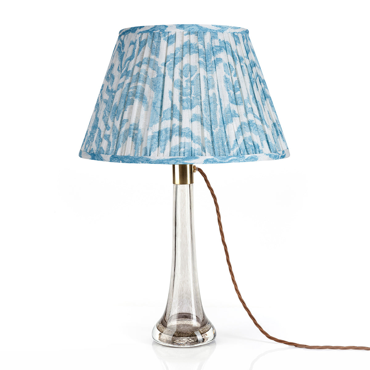 Marlborough Blue Gathered Linen Lampshade | Fermoie
