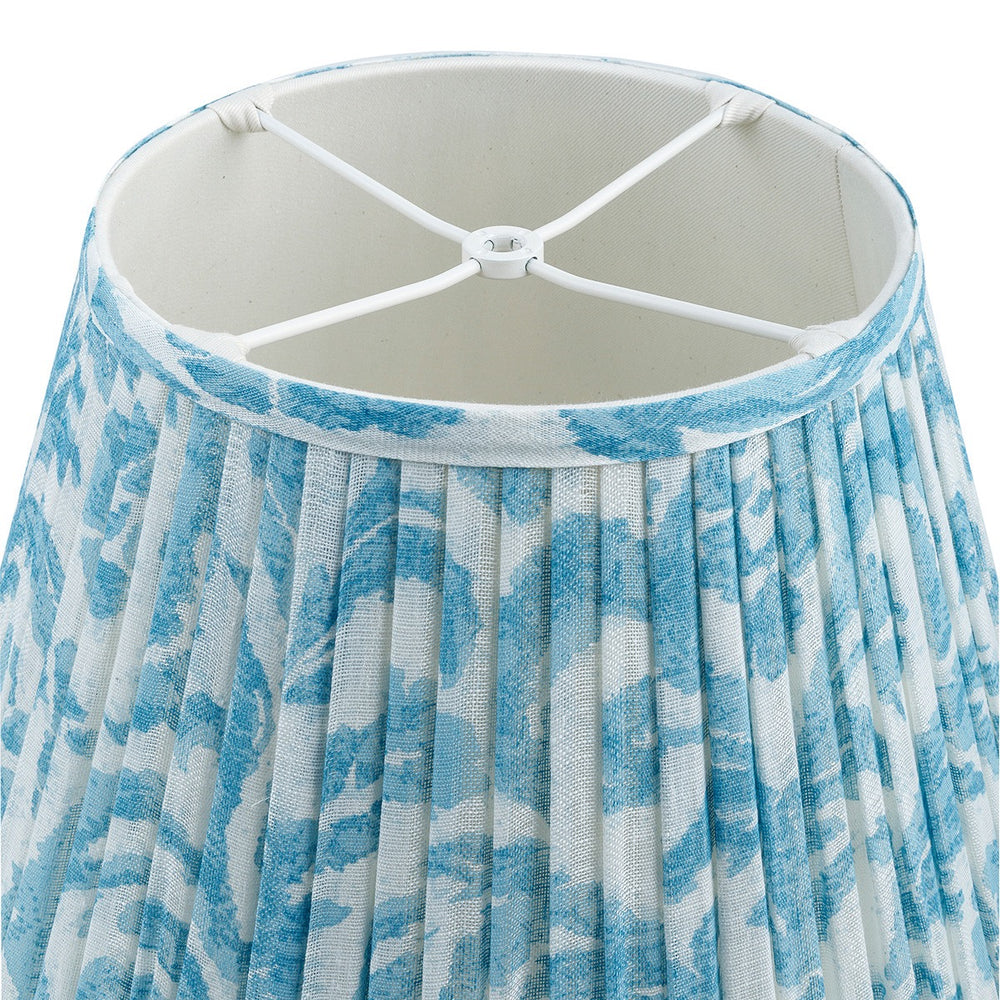 Marlborough Blue Gathered Linen Lampshade | Fermoie