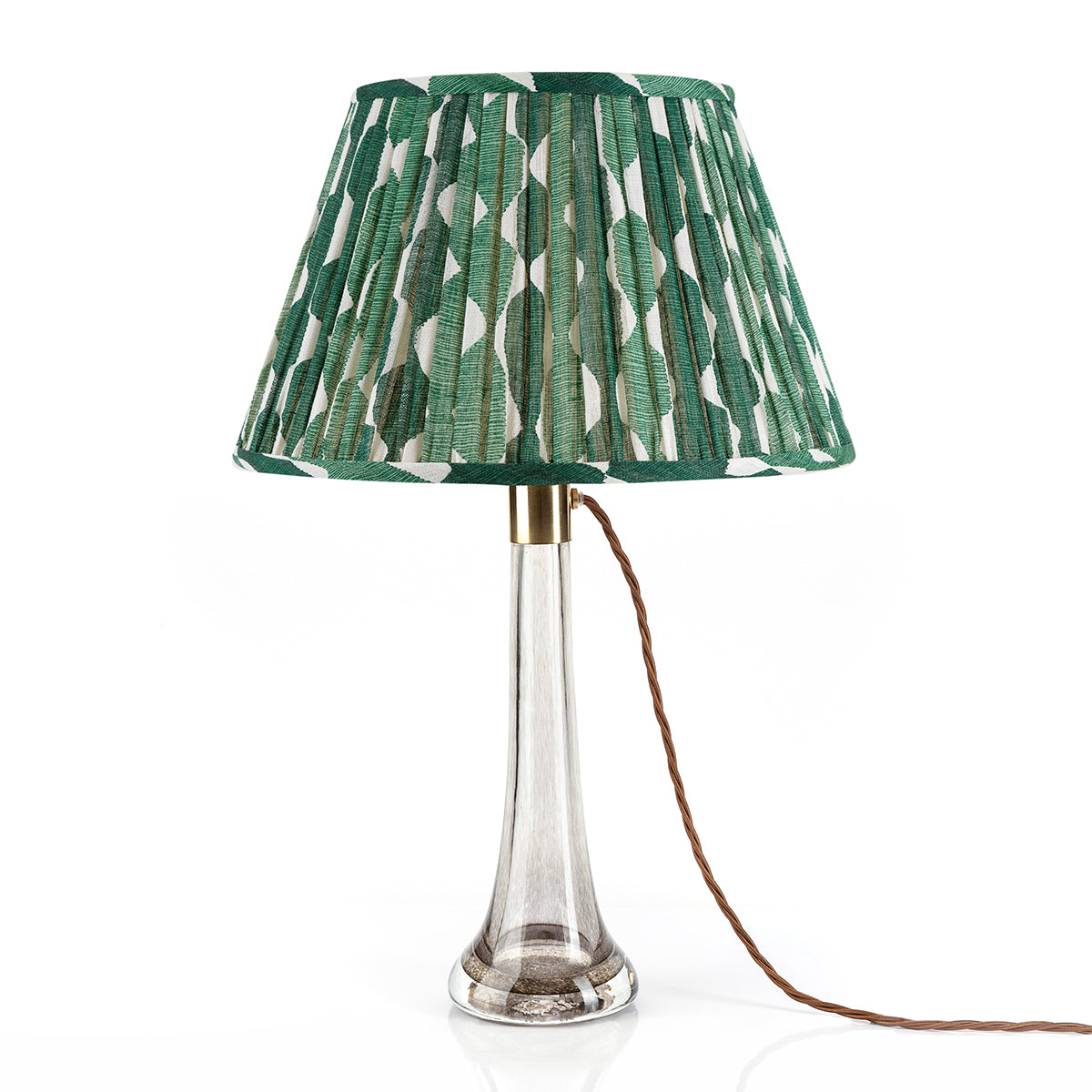Whittle Green Gathered Linen Lampshade | Fermoie