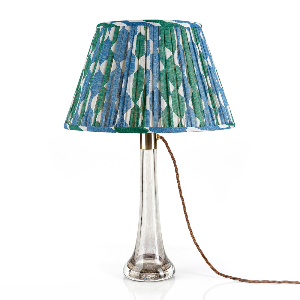 Whittle Blue & Green Gathered Linen Lampshade | Fermoie