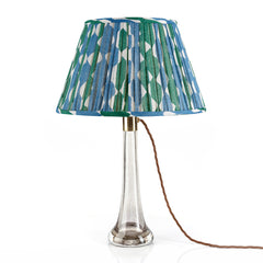 Whittle Blue & Green Gathered Linen Lampshade | Fermoie