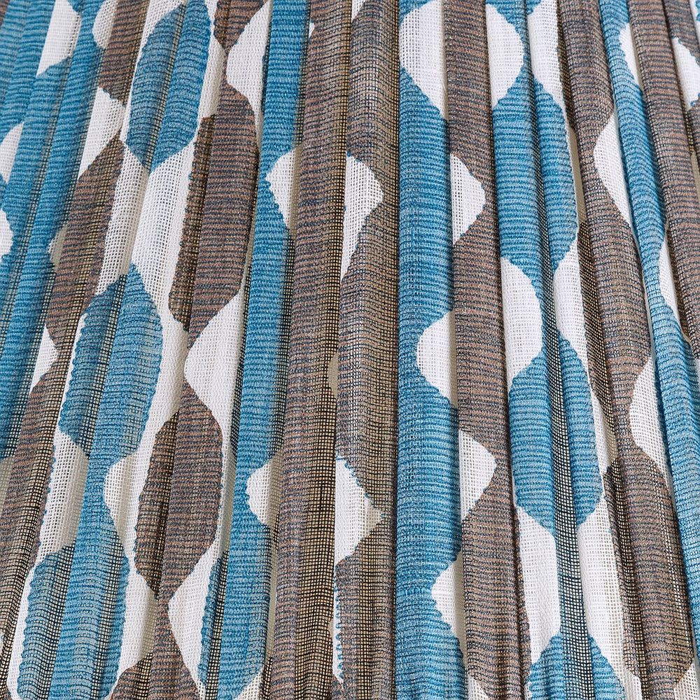 Whittle Blue & Neutral Gathered Linen Lampshade | Fermoie