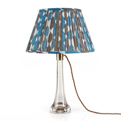 Whittle Blue & Neutral Gathered Linen Lampshade | Fermoie