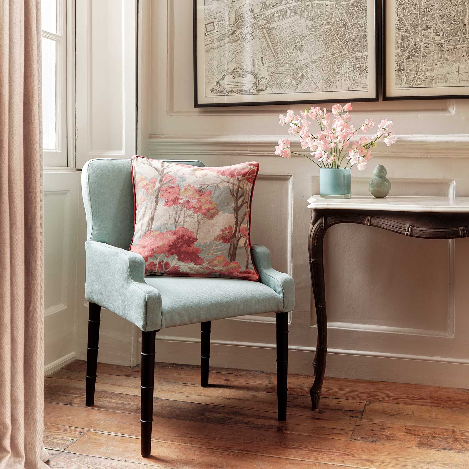 Aboreal Pink Forest Velvet Cushion