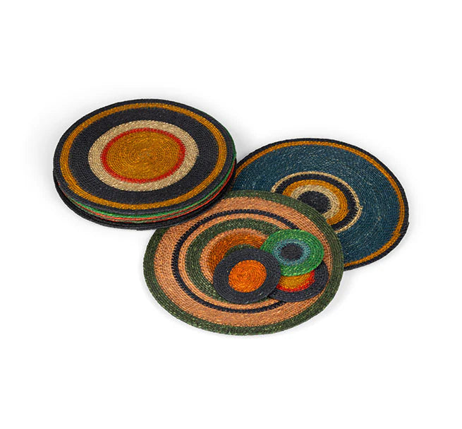 Set of 4 Seagrass Placemats | Beryl Green, Midnight Blue & Tropic Turquoise | British Colour Standard